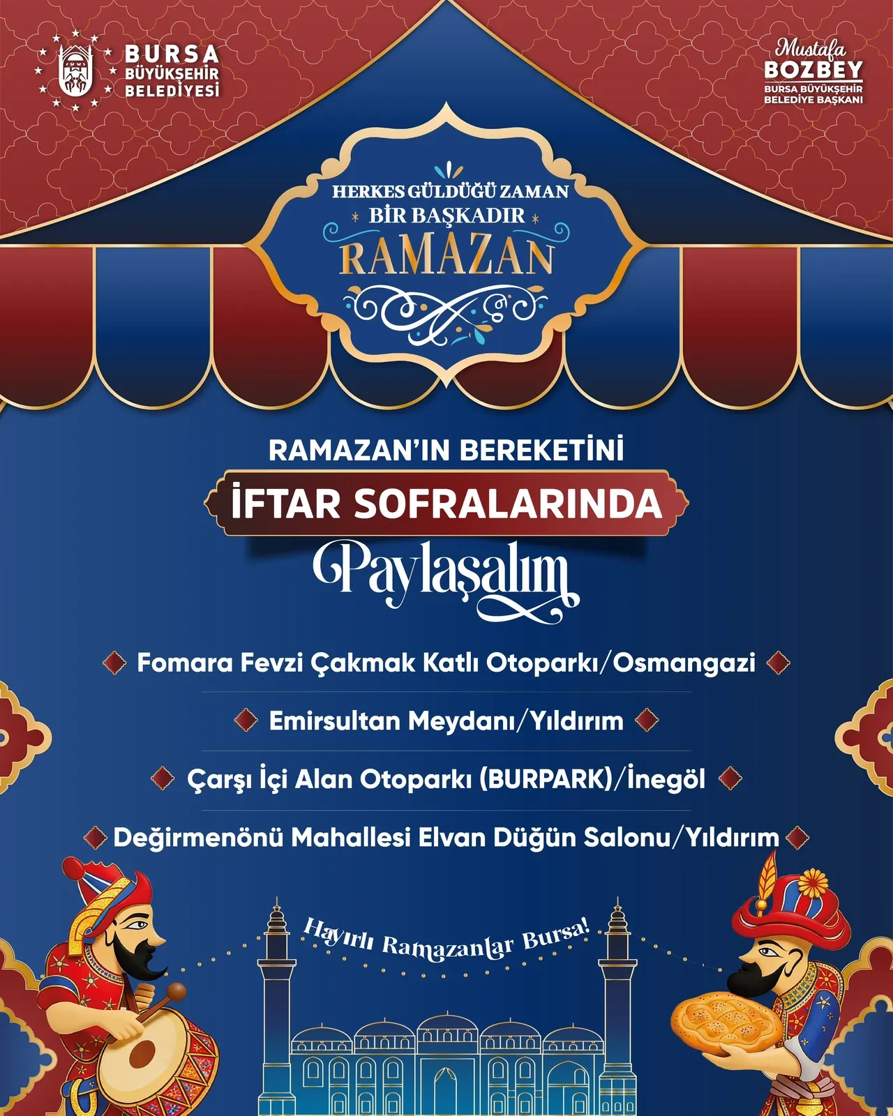 Bursa iftar çadırı yerleri 2026! Yıldırım, Nilüfer, Mudanya iftar çadırı nerede?