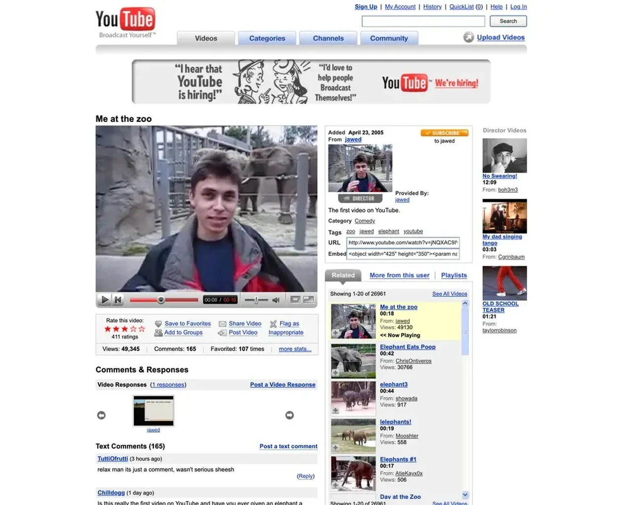 YouTube'un ilk videosu 'Me at the zoo' müzede sergilendi