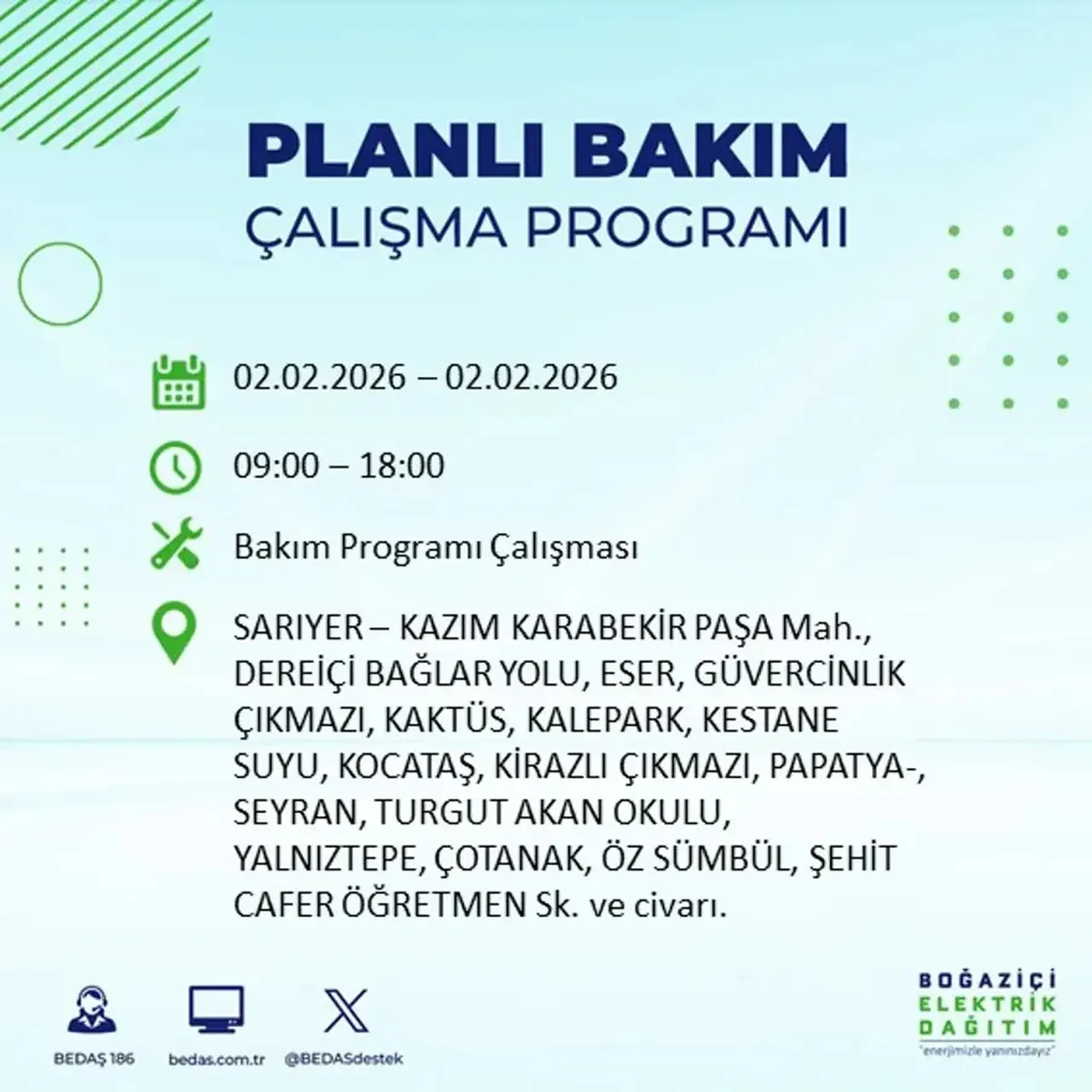 BEDAŞ açıkladı! 2 Şubat’ta İstanbul’un 21 ilçesinde planlı elektrik kesintisi uygulanacak