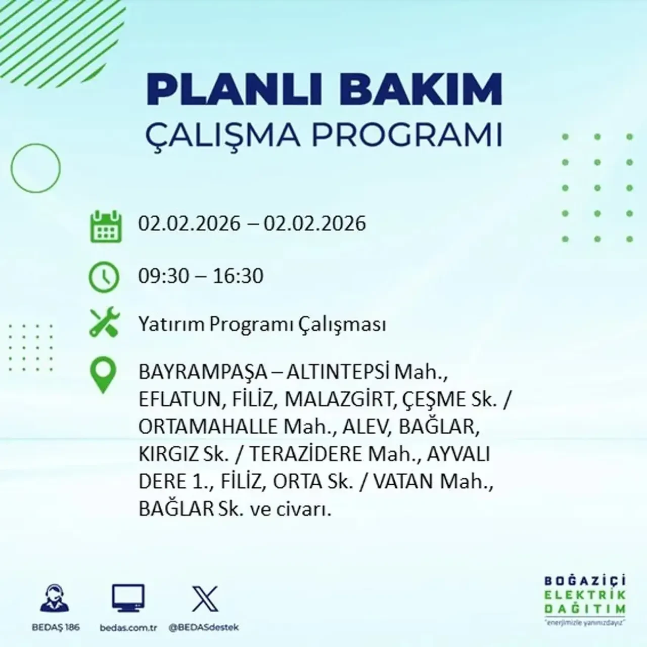 BEDAŞ açıkladı! 2 Şubat’ta İstanbul’un 21 ilçesinde planlı elektrik kesintisi uygulanacak