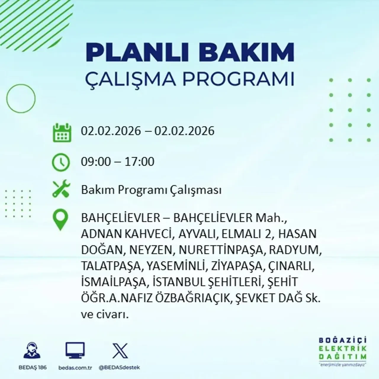 BEDAŞ açıkladı! 2 Şubat’ta İstanbul’un 21 ilçesinde planlı elektrik kesintisi uygulanacak