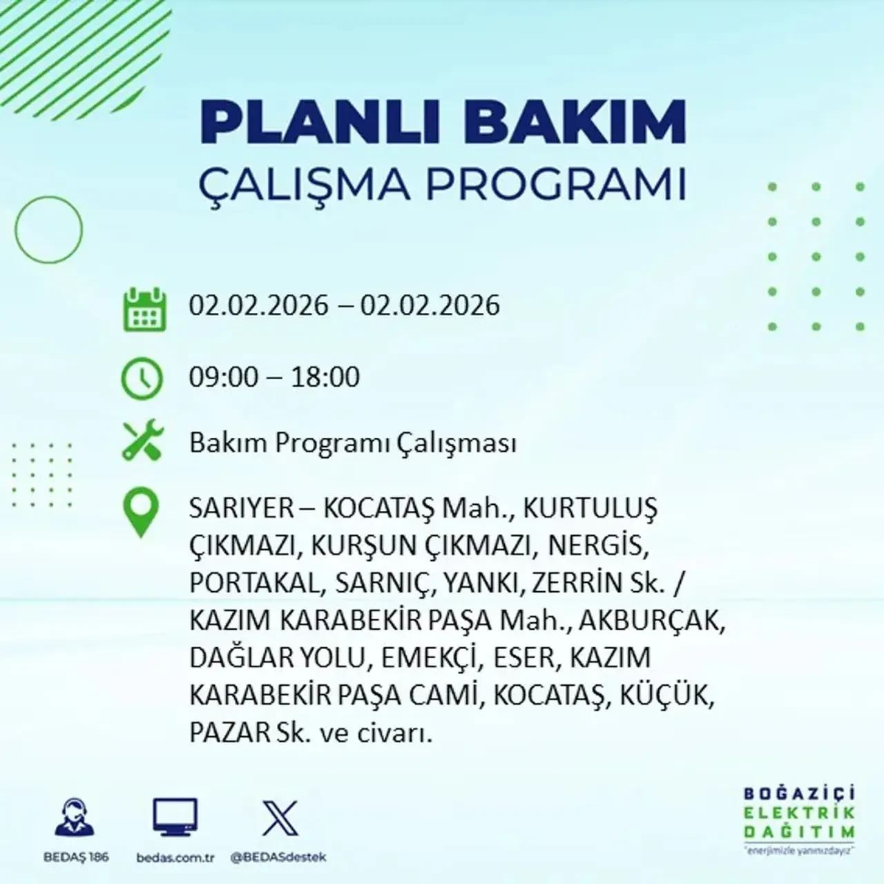 BEDAŞ açıkladı! 2 Şubat’ta İstanbul’un 21 ilçesinde planlı elektrik kesintisi uygulanacak