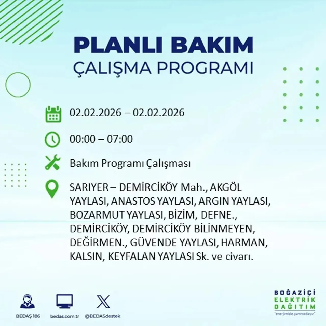 BEDAŞ açıkladı! 2 Şubat’ta İstanbul’un 21 ilçesinde planlı elektrik kesintisi uygulanacak