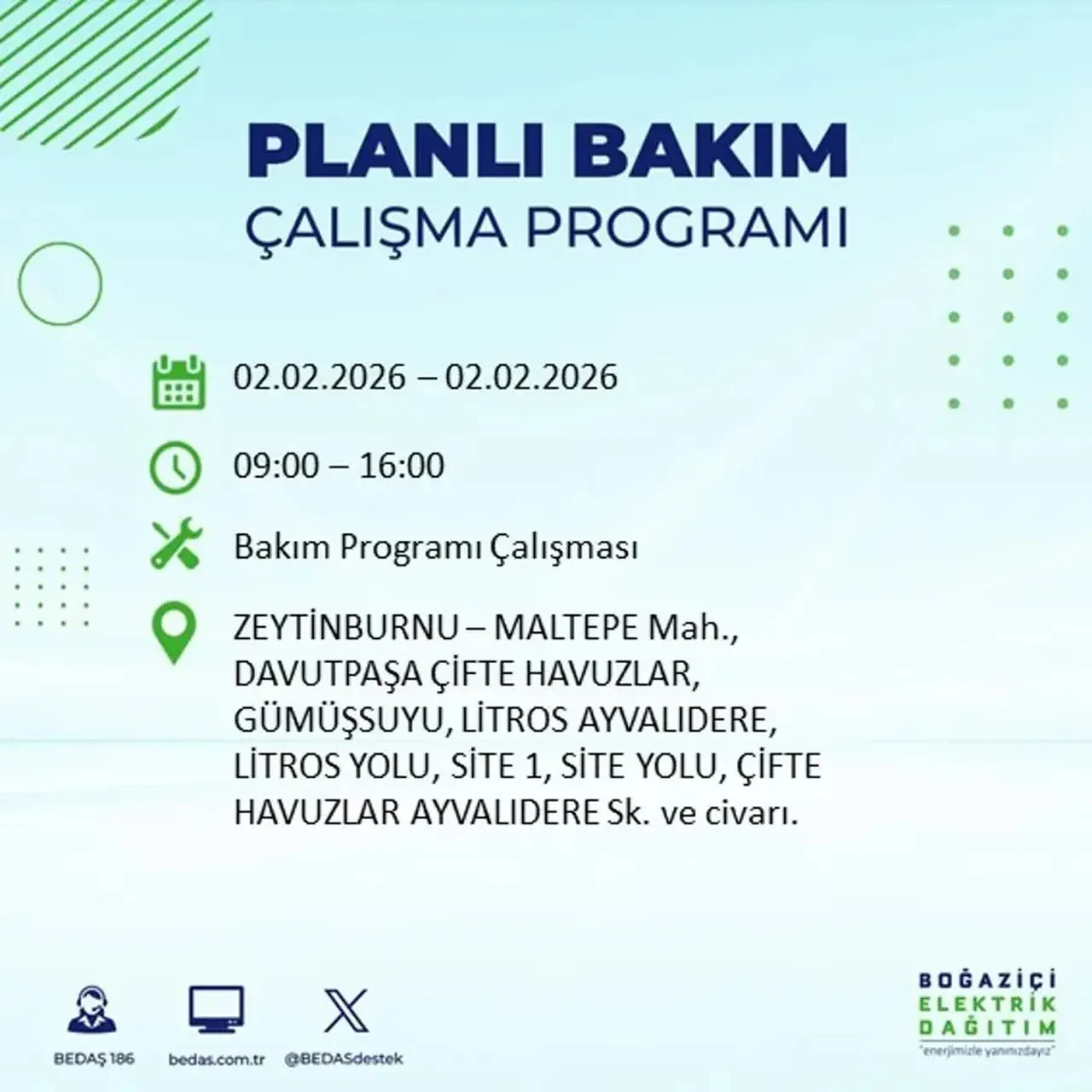 BEDAŞ açıkladı! 2 Şubat’ta İstanbul’un 21 ilçesinde planlı elektrik kesintisi uygulanacak