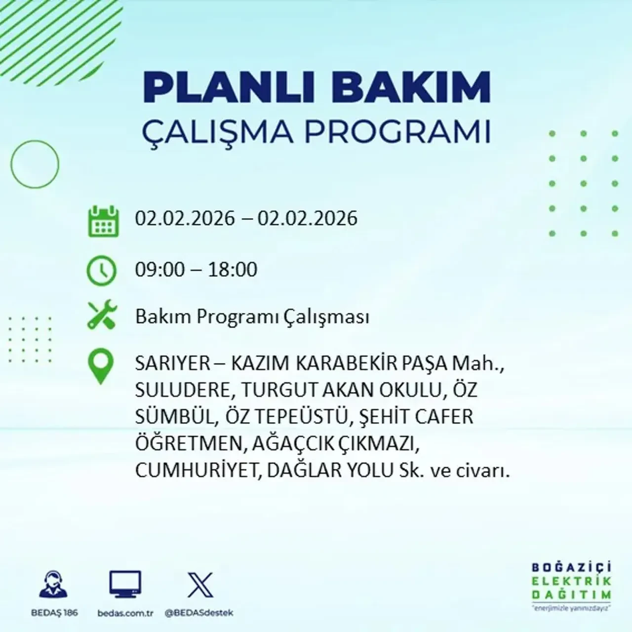 BEDAŞ açıkladı! 2 Şubat’ta İstanbul’un 21 ilçesinde planlı elektrik kesintisi uygulanacak