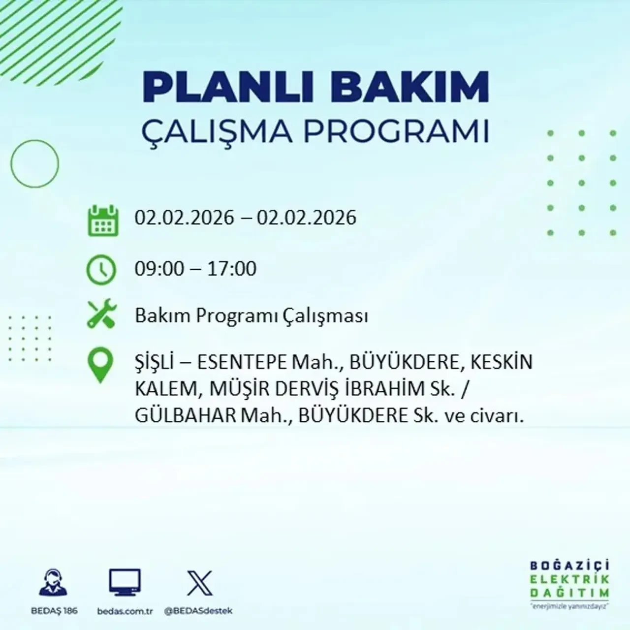 BEDAŞ açıkladı! 2 Şubat’ta İstanbul’un 21 ilçesinde planlı elektrik kesintisi uygulanacak