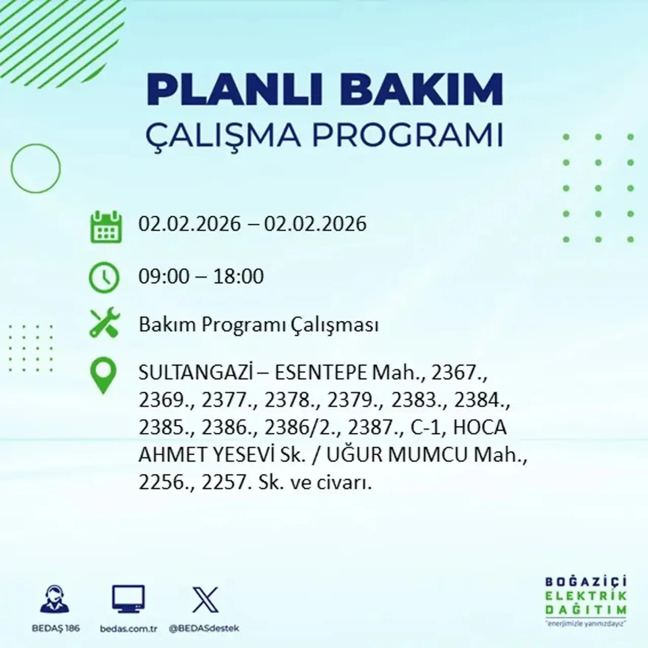 BEDAŞ açıkladı! 2 Şubat’ta İstanbul’un 21 ilçesinde planlı elektrik kesintisi uygulanacak