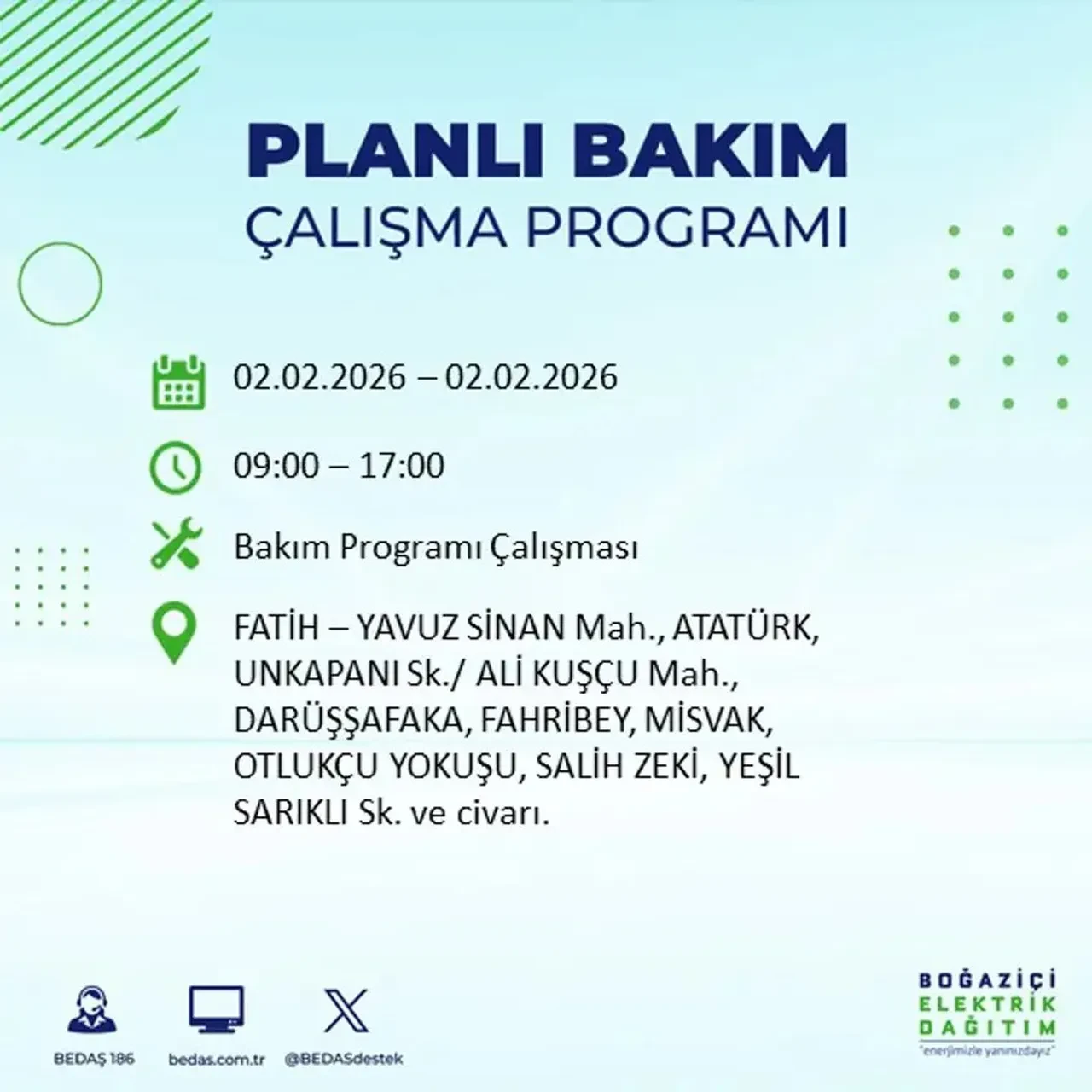 BEDAŞ açıkladı! 2 Şubat’ta İstanbul’un 21 ilçesinde planlı elektrik kesintisi uygulanacak