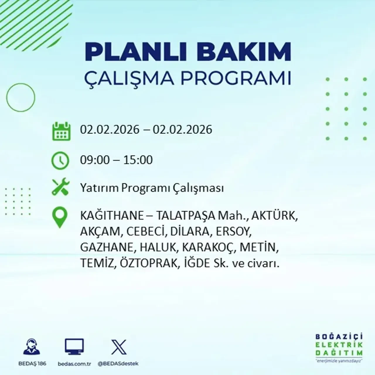 BEDAŞ açıkladı! 2 Şubat’ta İstanbul’un 21 ilçesinde planlı elektrik kesintisi uygulanacak