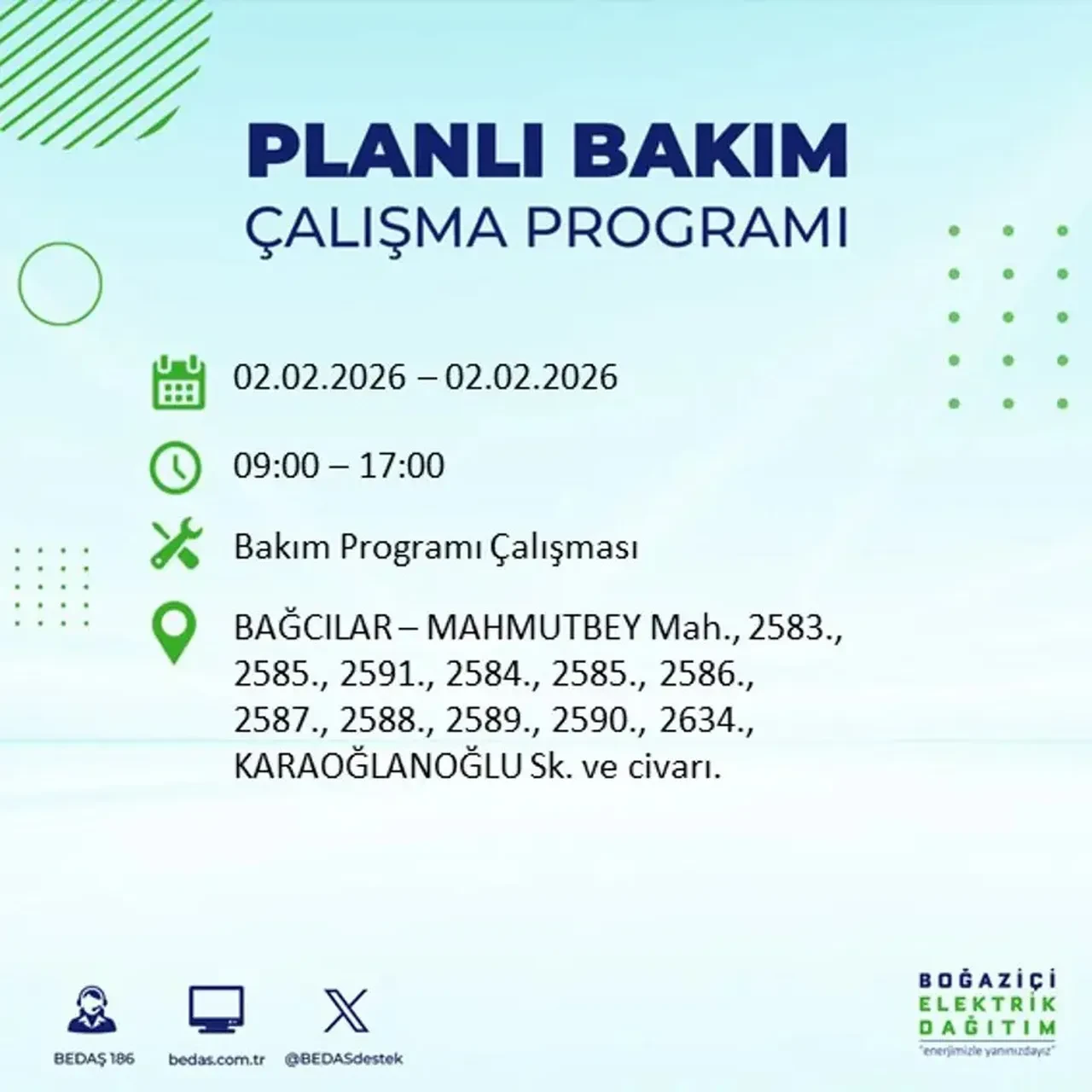 BEDAŞ açıkladı! 2 Şubat’ta İstanbul’un 21 ilçesinde planlı elektrik kesintisi uygulanacak