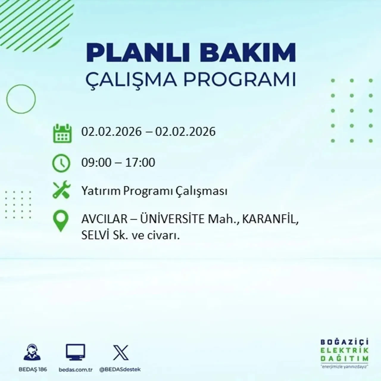 BEDAŞ açıkladı! 2 Şubat’ta İstanbul’un 21 ilçesinde planlı elektrik kesintisi uygulanacak