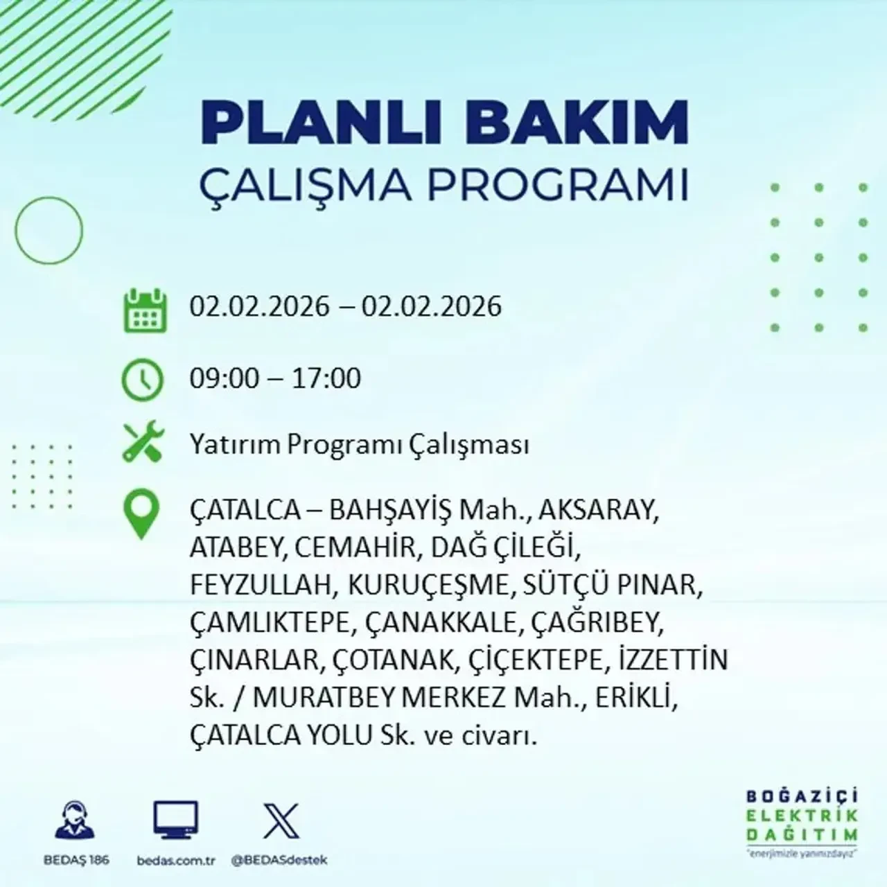 BEDAŞ açıkladı! 2 Şubat’ta İstanbul’un 21 ilçesinde planlı elektrik kesintisi uygulanacak