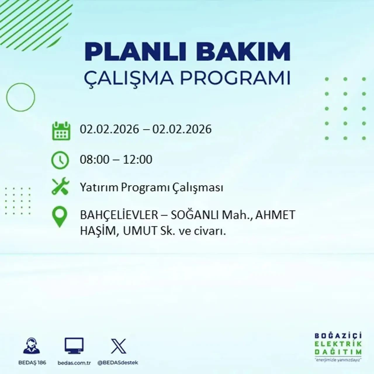 BEDAŞ açıkladı! 2 Şubat’ta İstanbul’un 21 ilçesinde planlı elektrik kesintisi uygulanacak