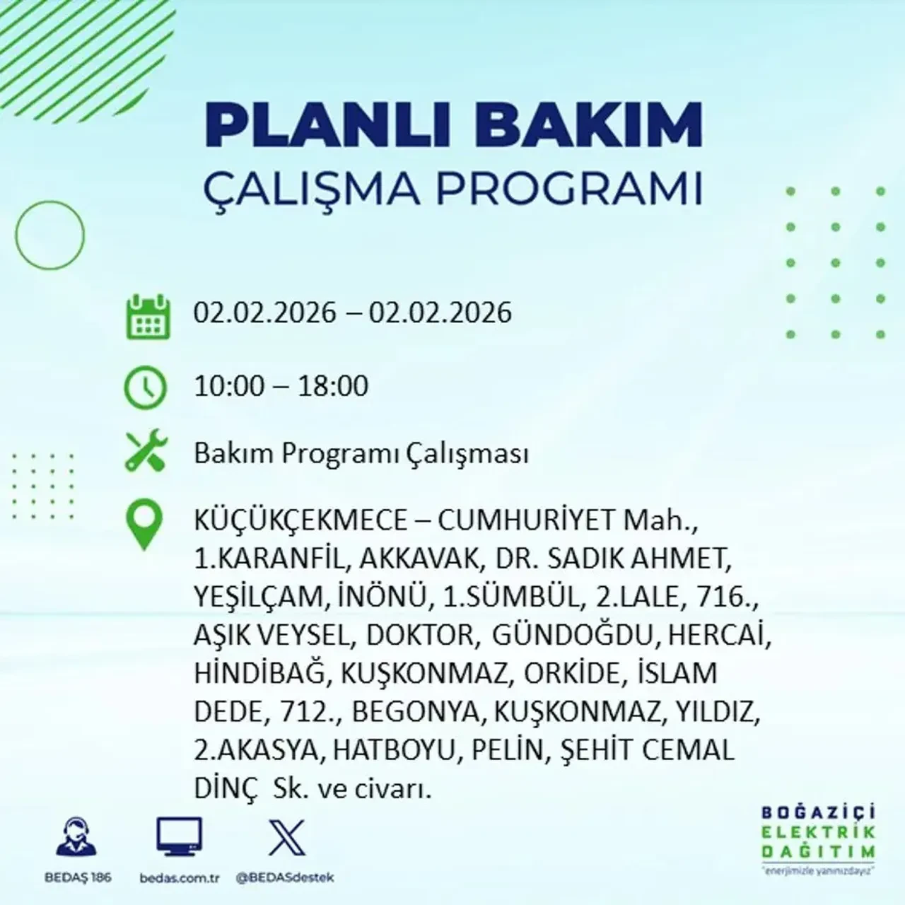 BEDAŞ açıkladı! 2 Şubat’ta İstanbul’un 21 ilçesinde planlı elektrik kesintisi uygulanacak