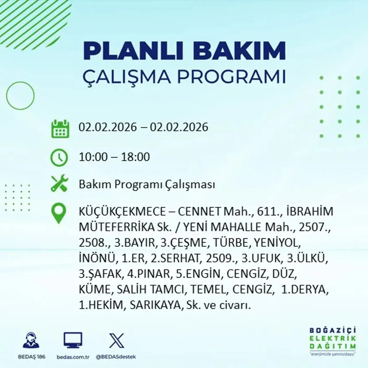 BEDAŞ açıkladı! 2 Şubat’ta İstanbul’un 21 ilçesinde planlı elektrik kesintisi uygulanacak