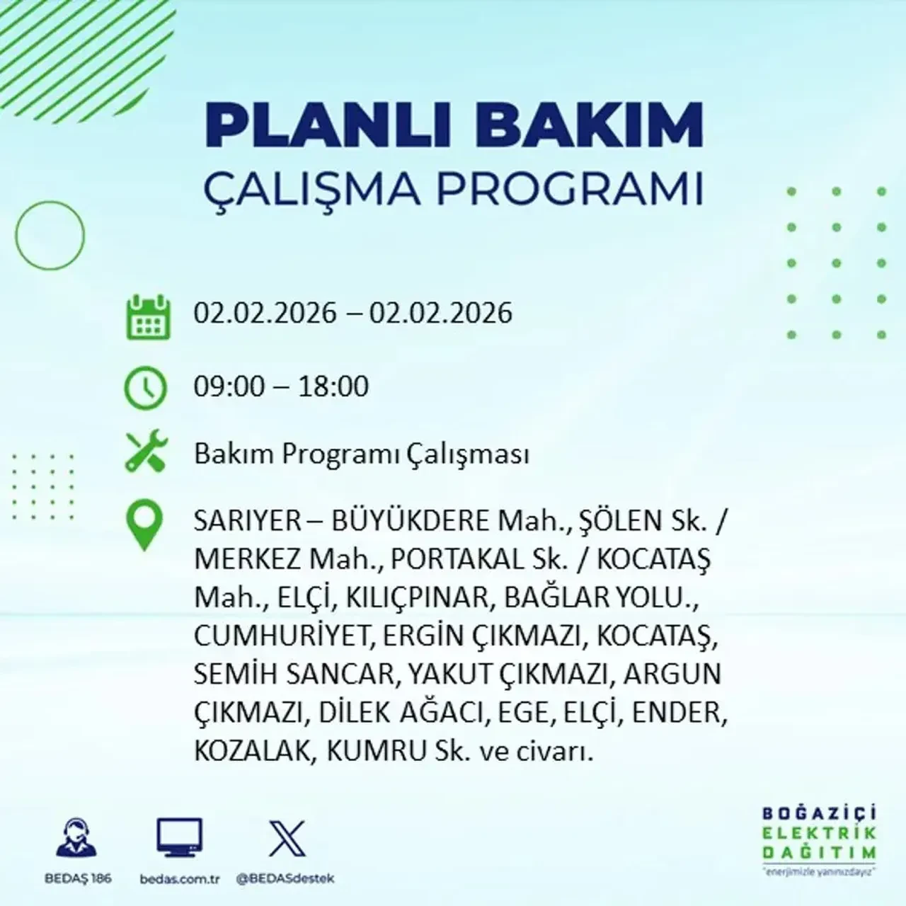 BEDAŞ açıkladı! 2 Şubat’ta İstanbul’un 21 ilçesinde planlı elektrik kesintisi uygulanacak