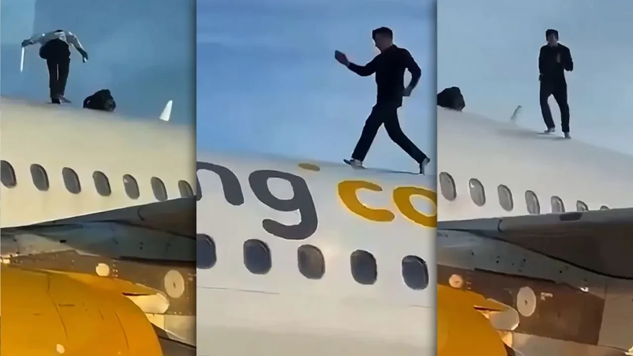 Uçağın üzerindeki adam herkesi çıldırttı, personelle adeta dalga geçti