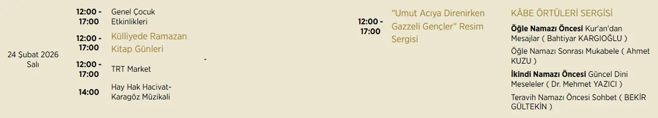 Külliye'de Ramazan etkinlikleri 2026 takvimi! 22-23-24 Şubat Ankara Ramazan etkinlikleri programı