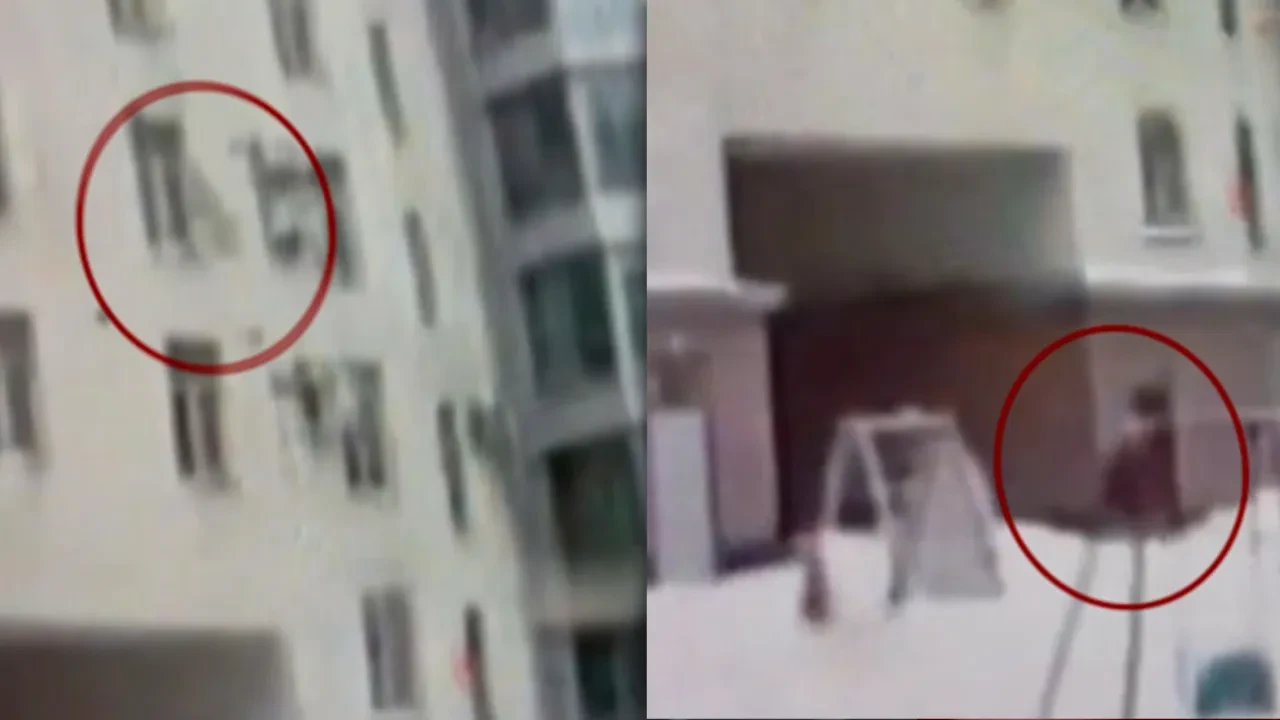 Rusya'da 7. kattan düşen çocuğu bina görevlisi böyle kurtardı
