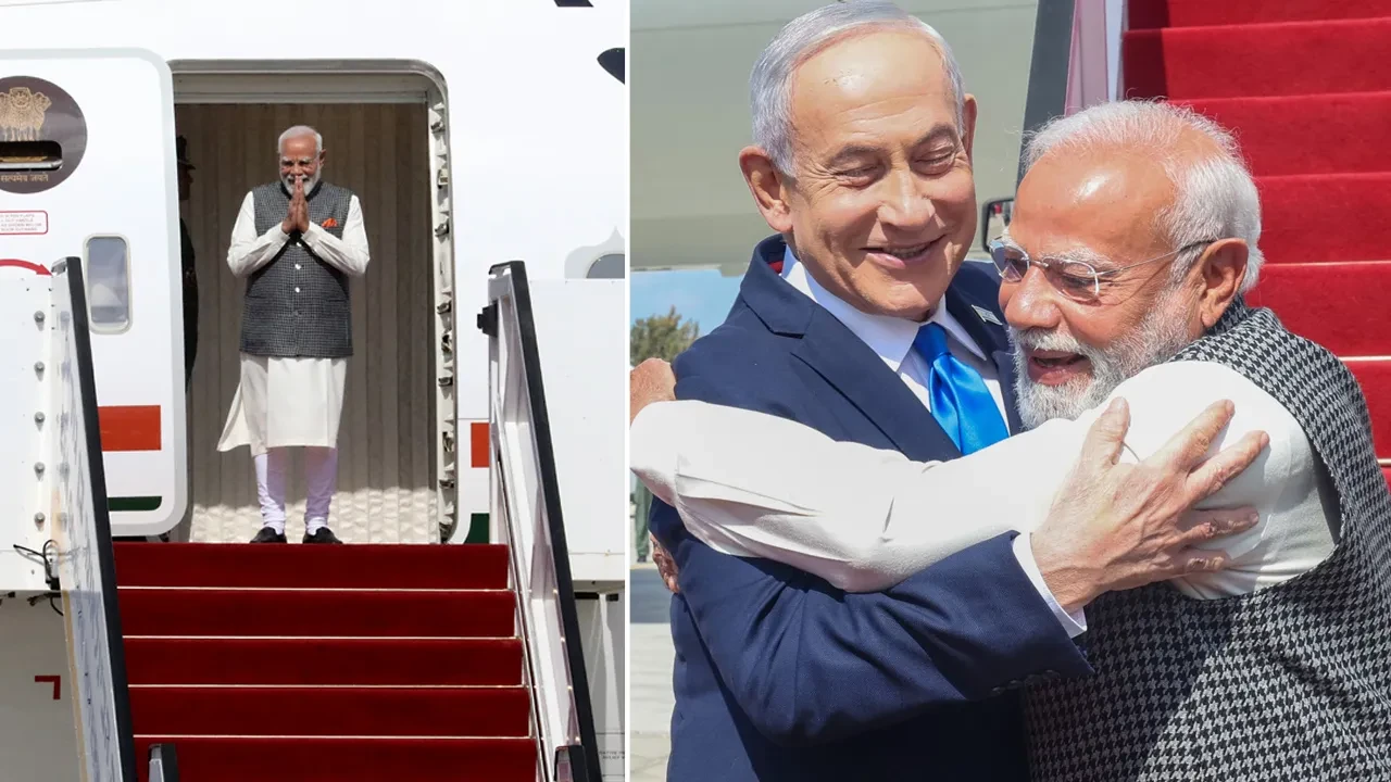 Hindistan Başbakanı Modi İsrail'e gitti! Uçaktan iner inmez Netanyahu'ya sarıldı