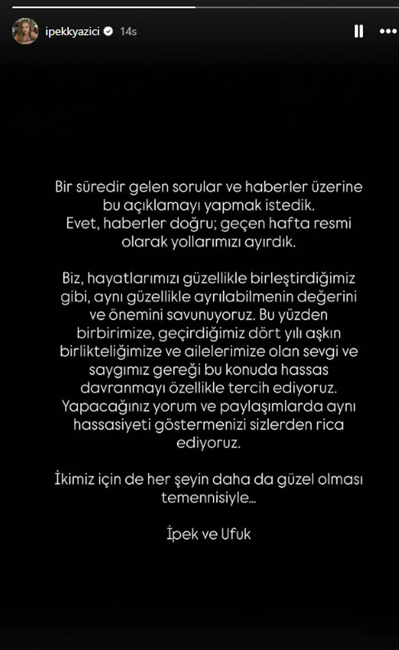 Ufuk Beydemir'den boşanan İpek Filiz Yazıcı'nın beğendiği imalı gönderi dikkat çekti!