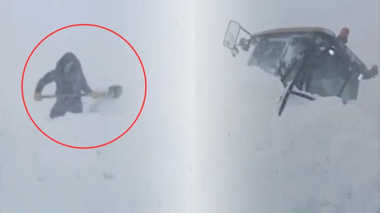 Karla mücadele çalışması yapan ekiplerin üzerine çığ düştü! Panik anları kamerada