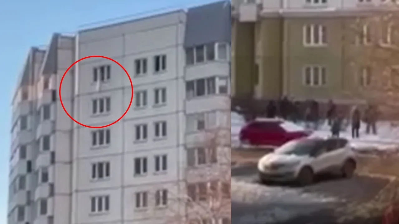 Pencereden düşen bebeği yoldan geçen şahıs montuyla kurtardı