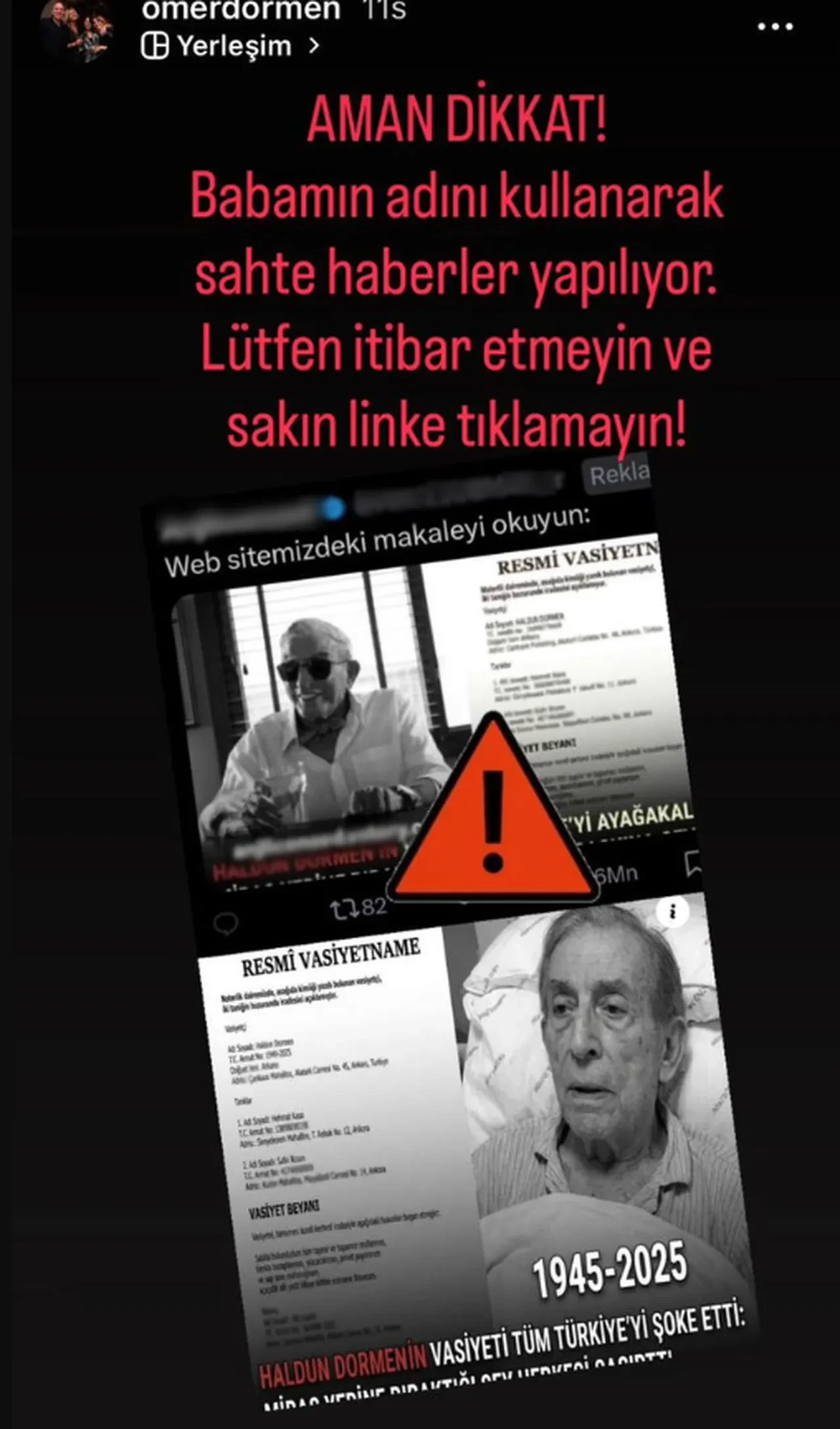 Haldun Dormen'in oğlu Ömer Dormen babasının vasiyetiyle ilgili açıklama yaptı