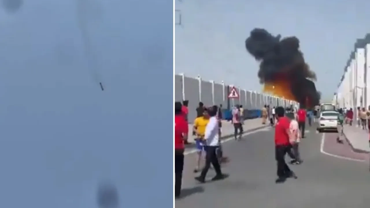 Katar'da füze enkazı sokağa düştü! O anlar saniye saniye kaydedildi