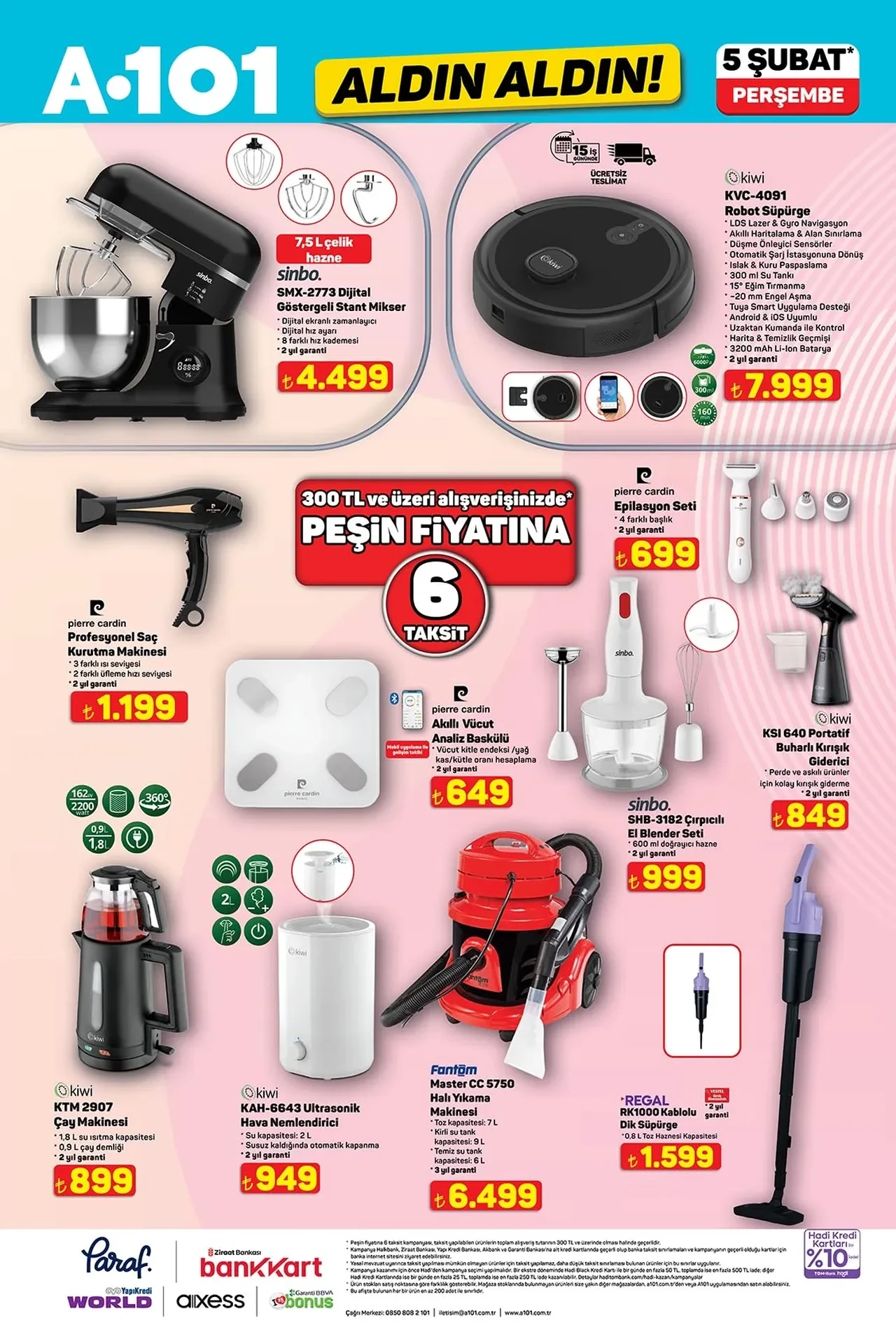 A101 aktüel ürünler kataloğu 5-11 Şubat! A101 marketlere bu hafta robot süpürge, laptop masası, hava nemlendirici geliyor