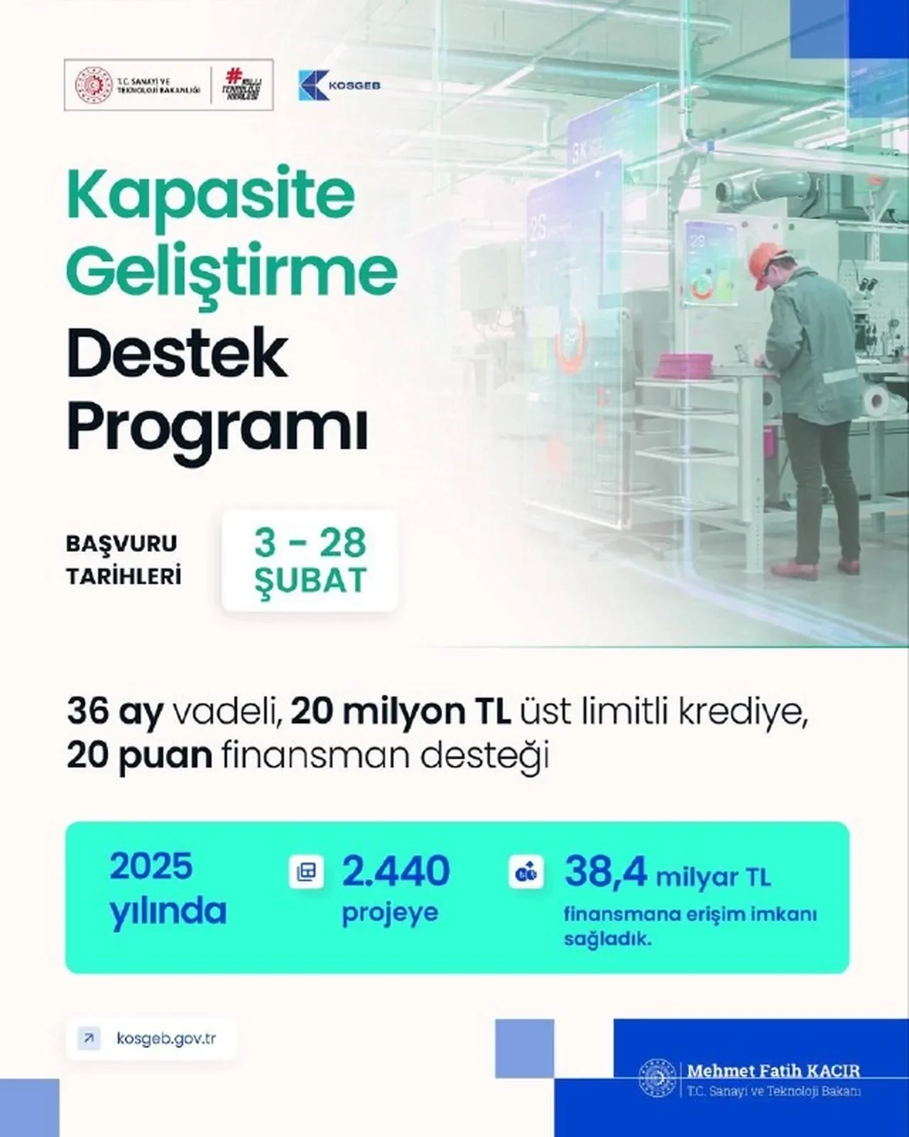 Bakan Kacır duyurdu: KOBİ'lere 20 milyon TL'lik dev destek