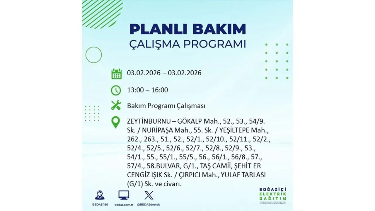 İstanbul’da büyük çaplı elektrik kesintisi! 3 Şubat’ta 25 ilçede elektrikler kesilecek, saatlerce gelmeyecek