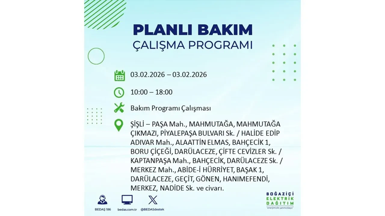 İstanbul’da büyük çaplı elektrik kesintisi! 3 Şubat’ta 25 ilçede elektrikler kesilecek, saatlerce gelmeyecek