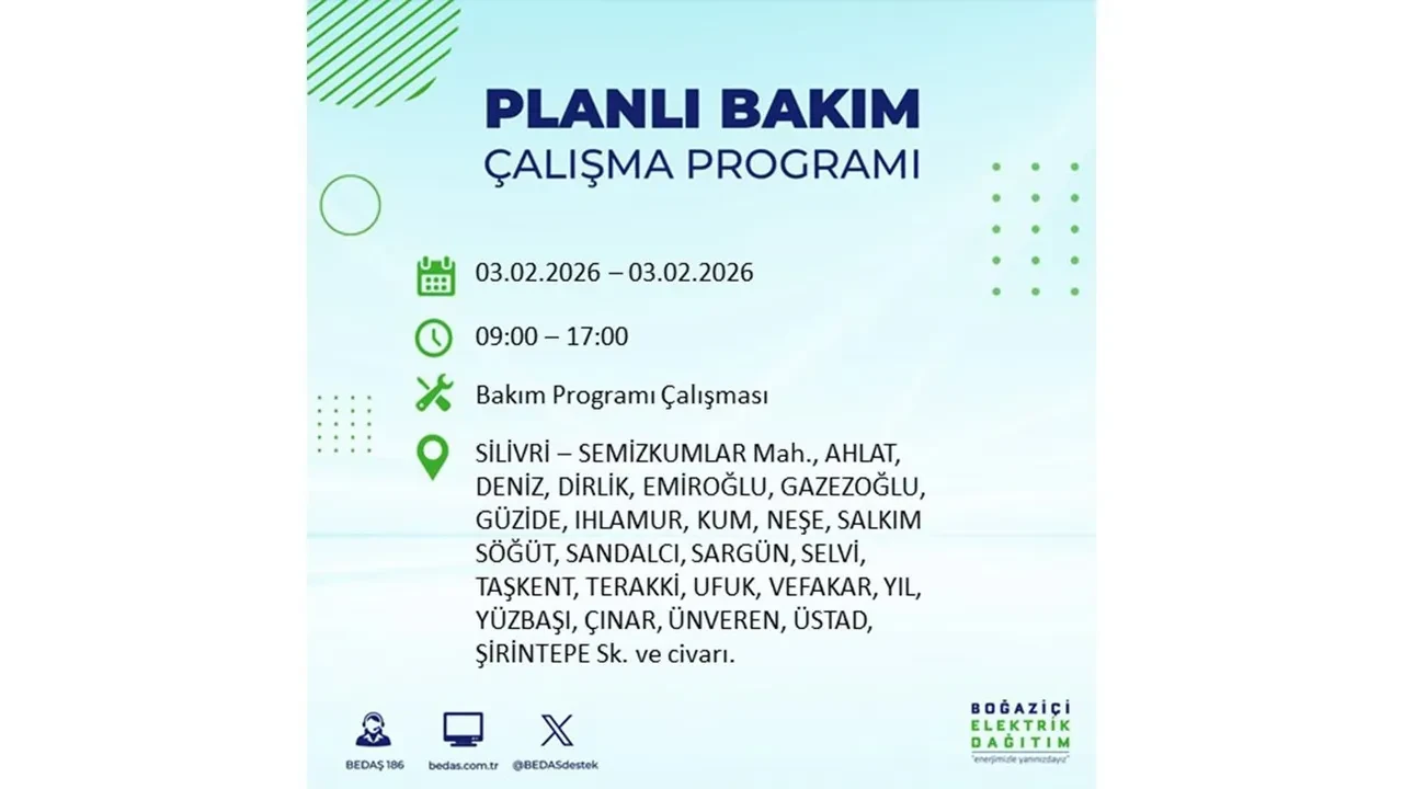 İstanbul’da büyük çaplı elektrik kesintisi! 3 Şubat’ta 25 ilçede elektrikler kesilecek, saatlerce gelmeyecek