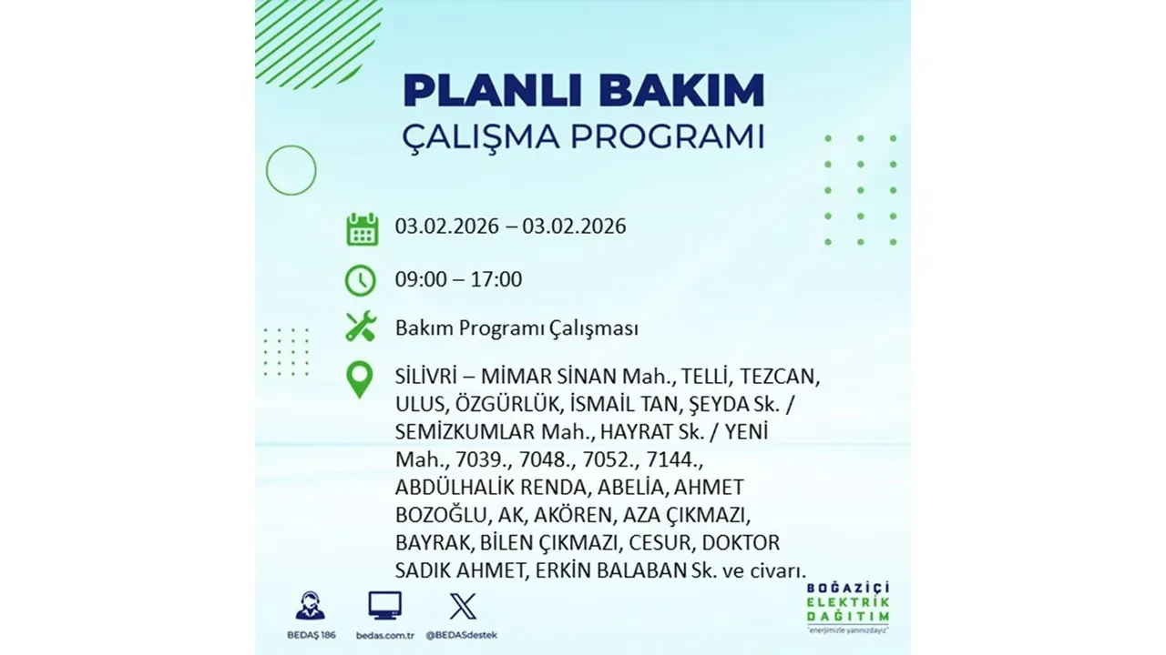 İstanbul’da büyük çaplı elektrik kesintisi! 3 Şubat’ta 25 ilçede elektrikler kesilecek, saatlerce gelmeyecek