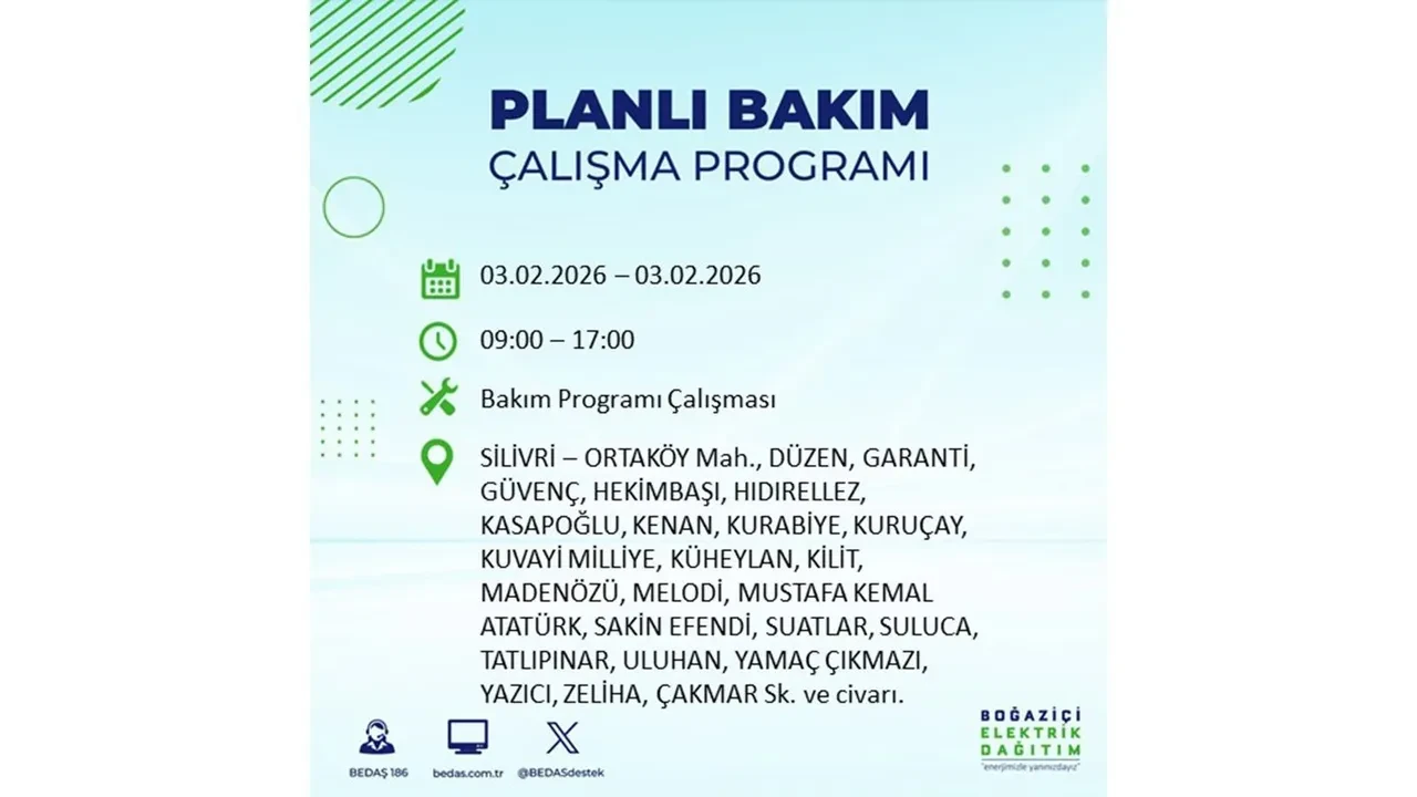 İstanbul’da büyük çaplı elektrik kesintisi! 3 Şubat’ta 25 ilçede elektrikler kesilecek, saatlerce gelmeyecek