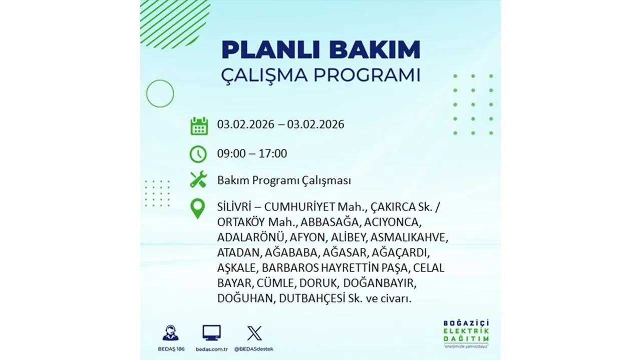İstanbul’da büyük çaplı elektrik kesintisi! 3 Şubat’ta 25 ilçede elektrikler kesilecek, saatlerce gelmeyecek