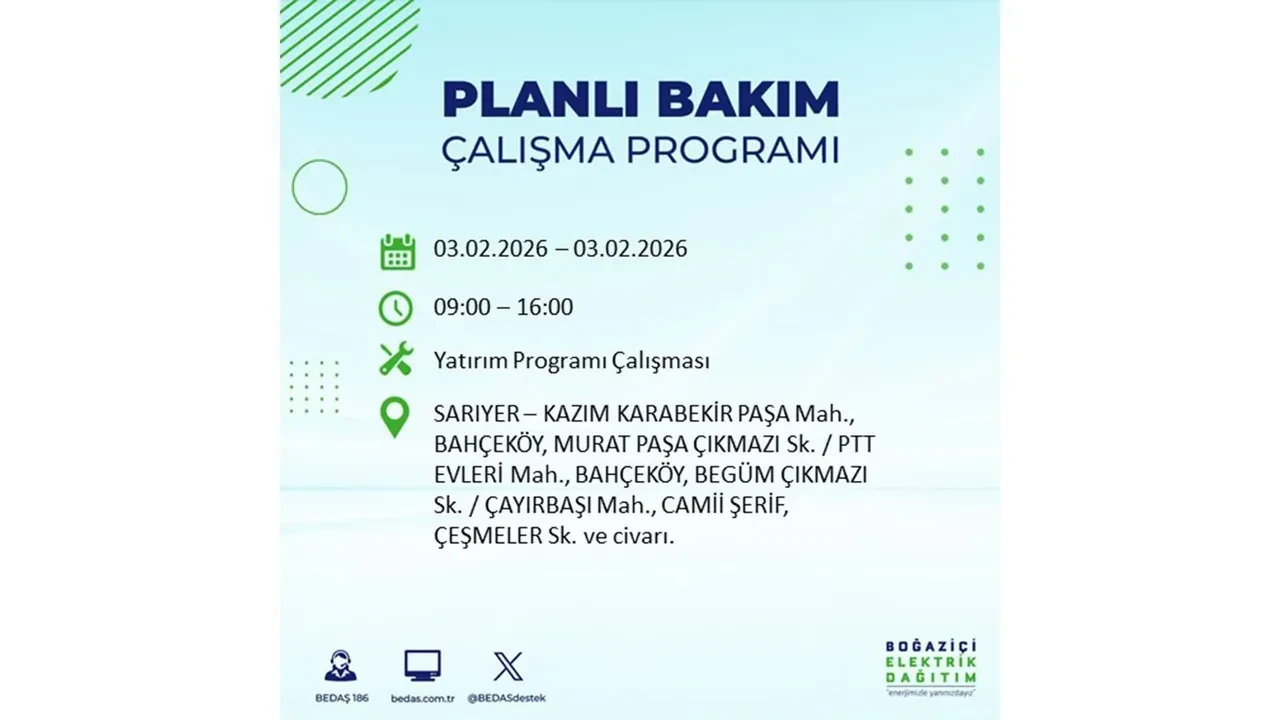 İstanbul’da büyük çaplı elektrik kesintisi! 3 Şubat’ta 25 ilçede elektrikler kesilecek, saatlerce gelmeyecek