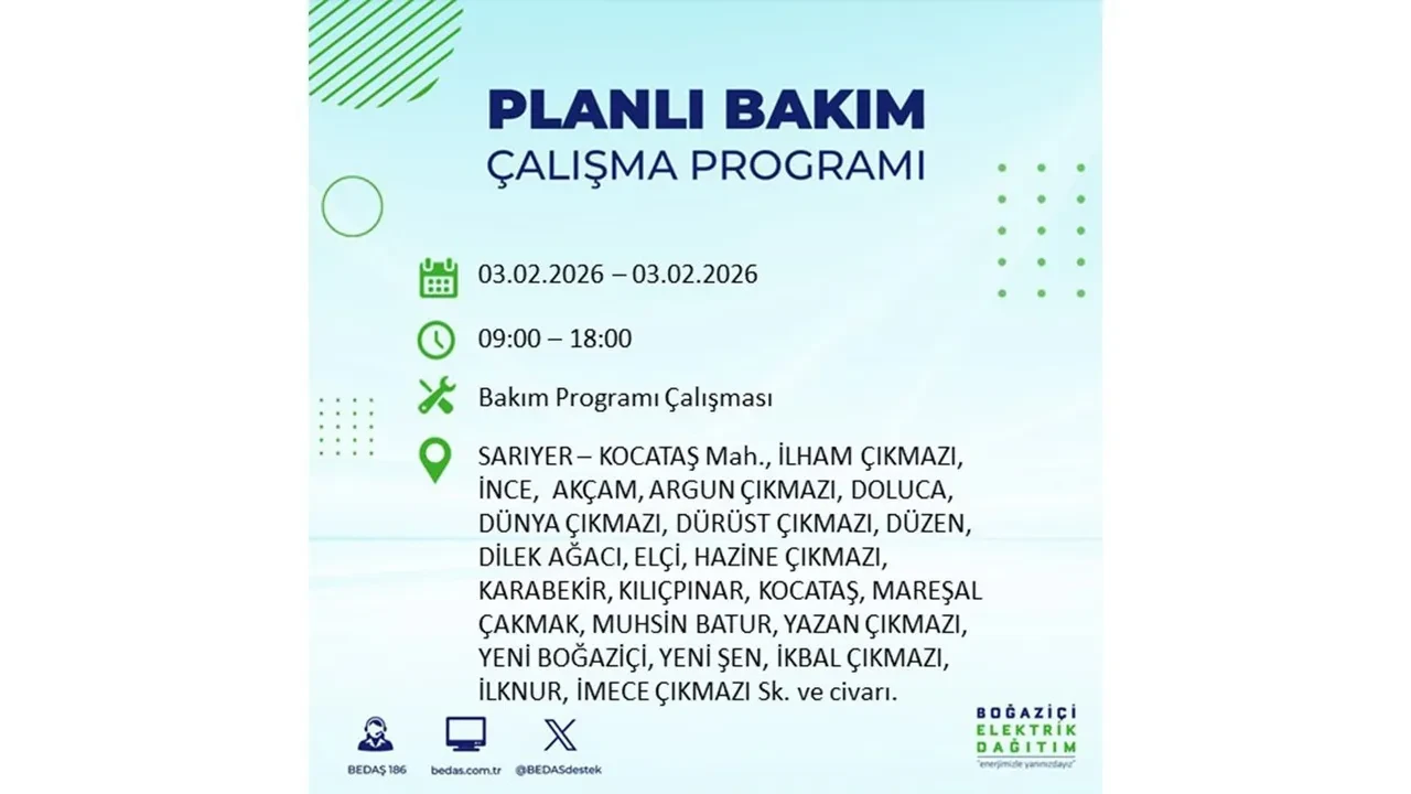 İstanbul’da büyük çaplı elektrik kesintisi! 3 Şubat’ta 25 ilçede elektrikler kesilecek, saatlerce gelmeyecek