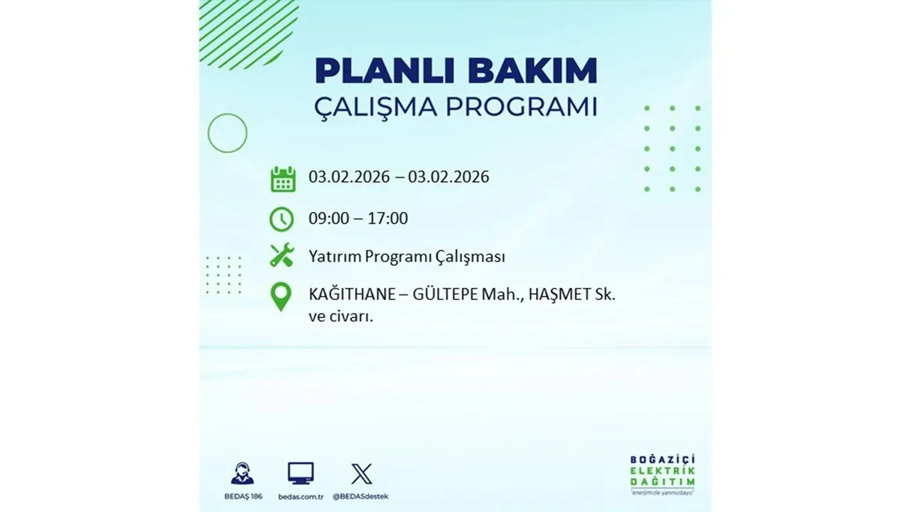 İstanbul’da büyük çaplı elektrik kesintisi! 3 Şubat’ta 25 ilçede elektrikler kesilecek, saatlerce gelmeyecek