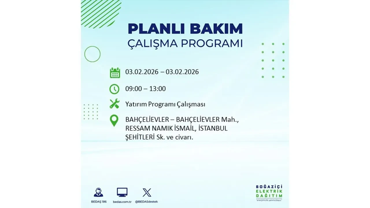 İstanbul’da büyük çaplı elektrik kesintisi! 3 Şubat’ta 25 ilçede elektrikler kesilecek, saatlerce gelmeyecek