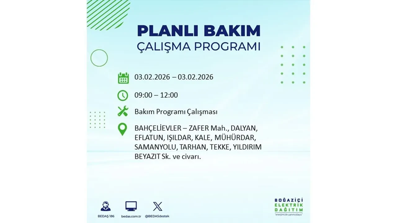İstanbul’da büyük çaplı elektrik kesintisi! 3 Şubat’ta 25 ilçede elektrikler kesilecek, saatlerce gelmeyecek