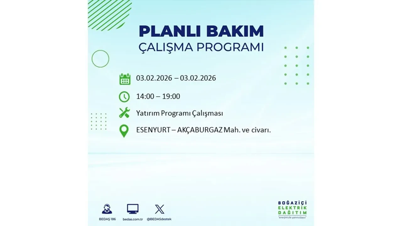 İstanbul’da büyük çaplı elektrik kesintisi! 3 Şubat’ta 25 ilçede elektrikler kesilecek, saatlerce gelmeyecek