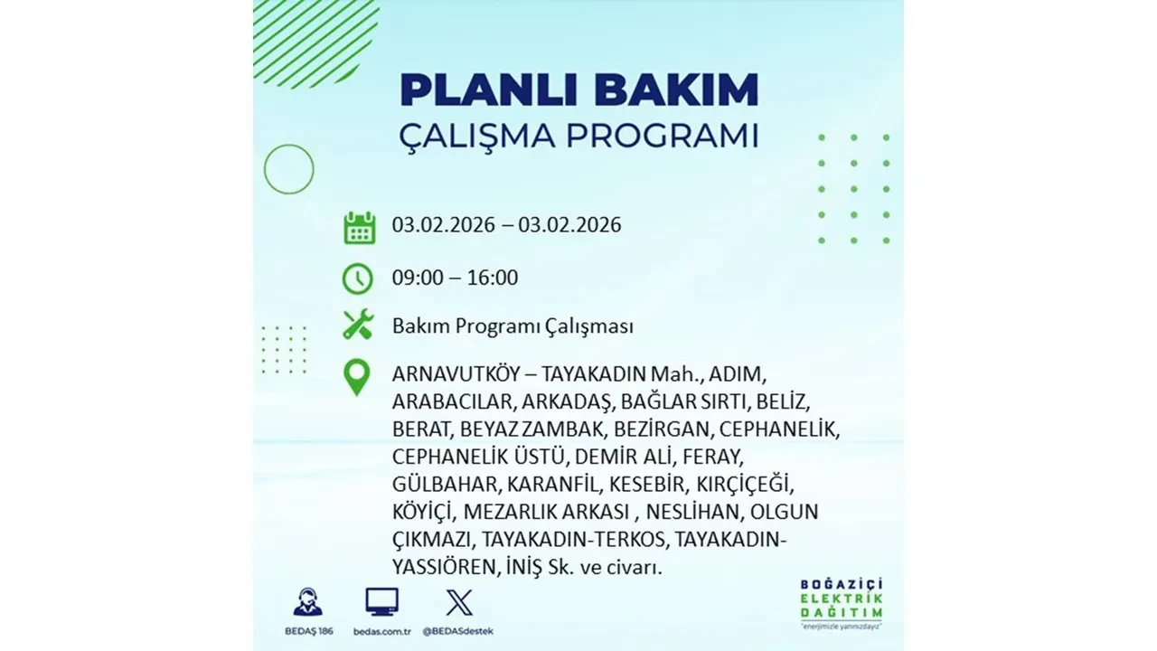 İstanbul’da büyük çaplı elektrik kesintisi! 3 Şubat’ta 25 ilçede elektrikler kesilecek, saatlerce gelmeyecek
