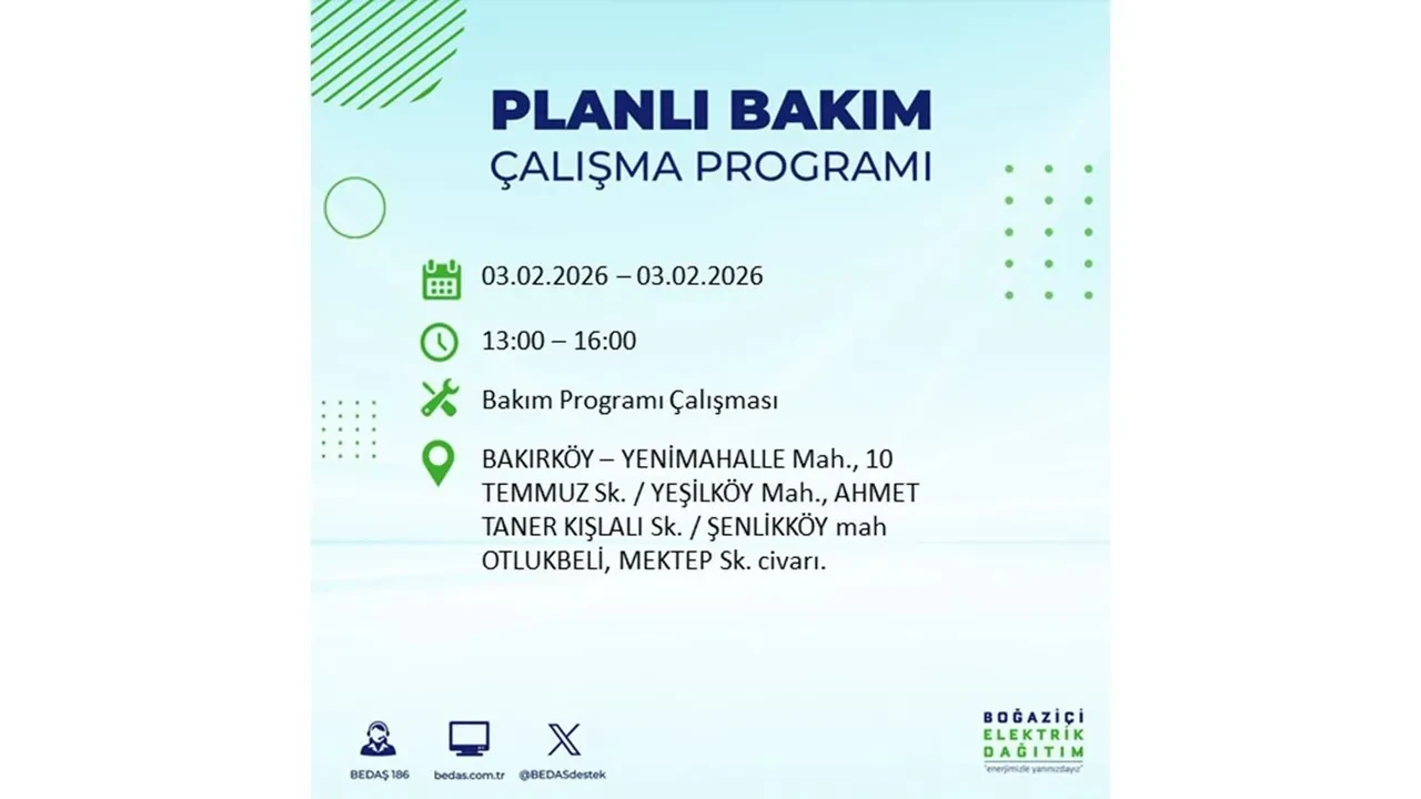 İstanbul’da büyük çaplı elektrik kesintisi! 3 Şubat’ta 25 ilçede elektrikler kesilecek, saatlerce gelmeyecek