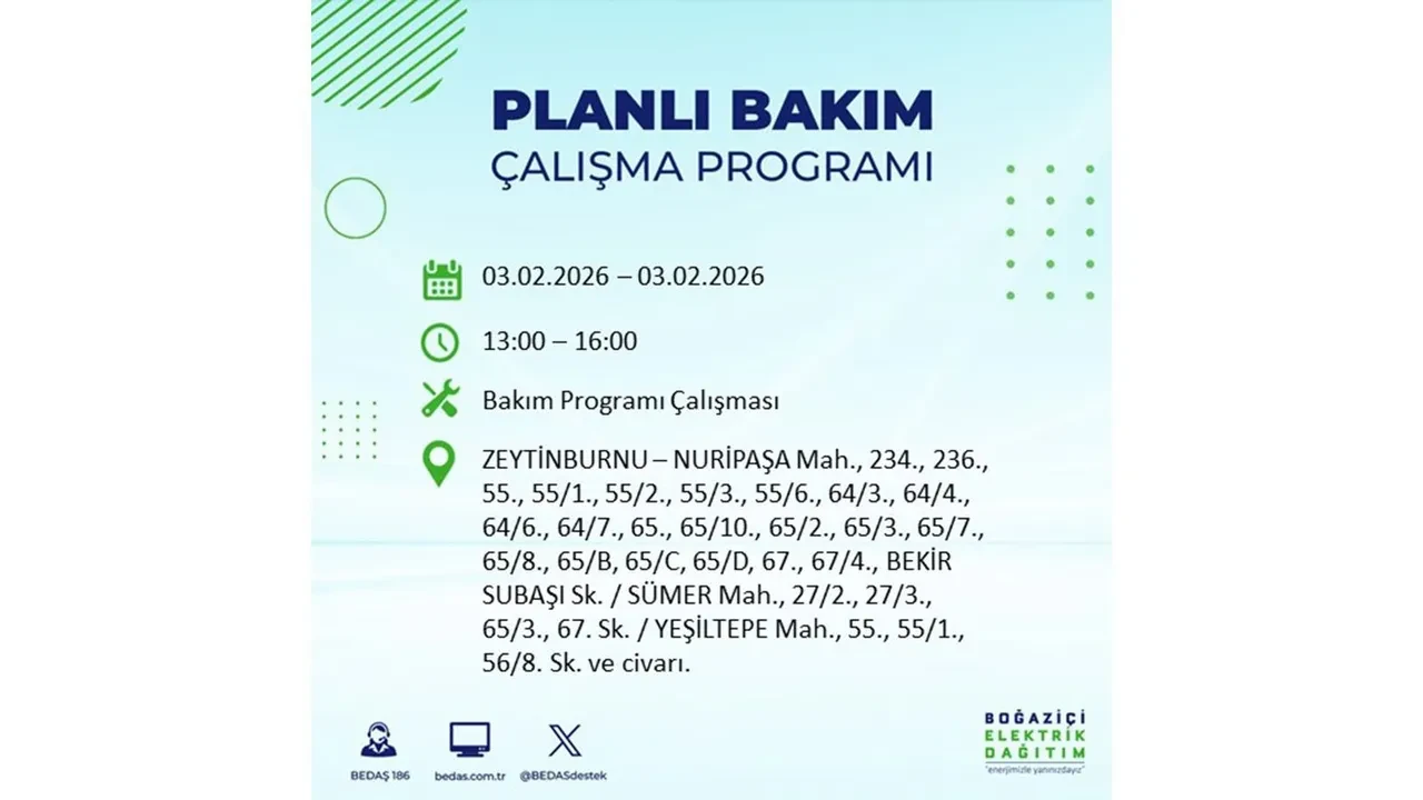 İstanbul’da büyük çaplı elektrik kesintisi! 3 Şubat’ta 25 ilçede elektrikler kesilecek, saatlerce gelmeyecek