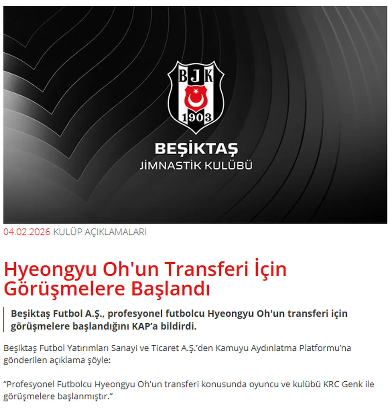 Beşiktaş, yıldız golcüsünü KAP'a duyurdu! Hyeon-gyu Oh İstanbul'da