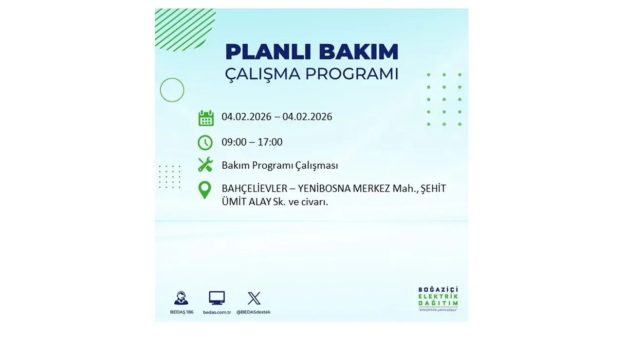 İstanbul 4 Şubat elektrik kesintileri sorgulama ekranı açıldı! Kent genelinde 23 ilçede elektrikler kesilecek! BEDAŞ mahalle mahalle listeledi