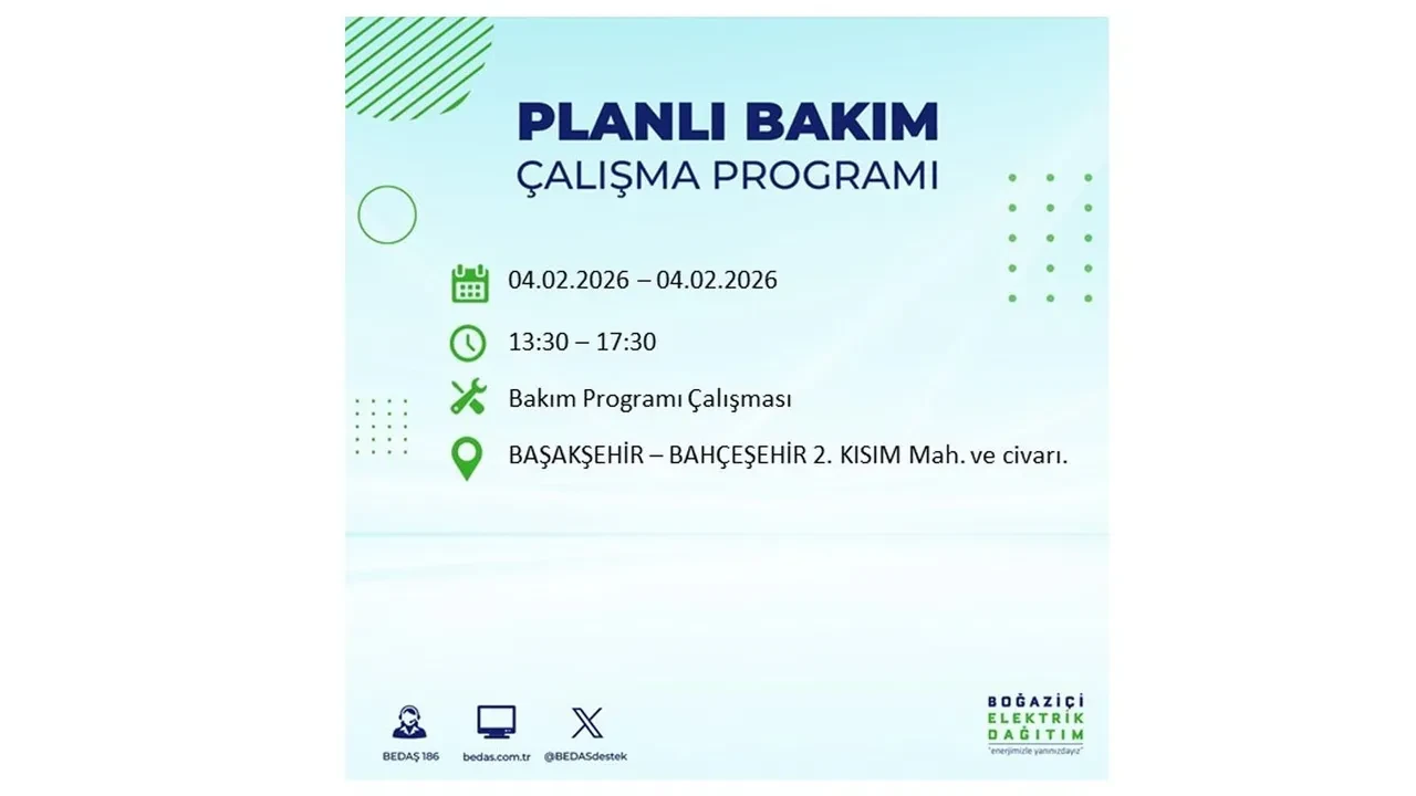 İstanbul 4 Şubat elektrik kesintileri sorgulama ekranı açıldı! Kent genelinde 23 ilçede elektrikler kesilecek! BEDAŞ mahalle mahalle listeledi