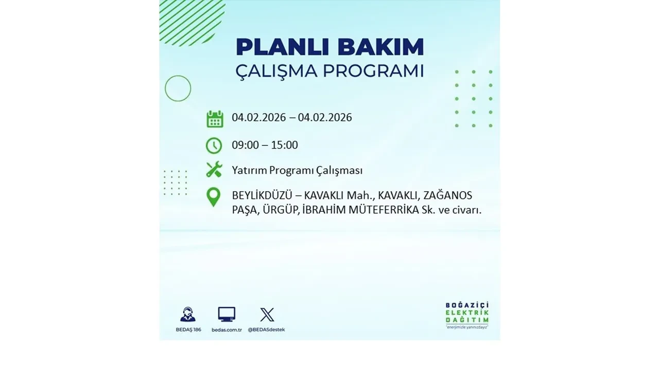 İstanbul 4 Şubat elektrik kesintileri sorgulama ekranı açıldı! Kent genelinde 23 ilçede elektrikler kesilecek! BEDAŞ mahalle mahalle listeledi
